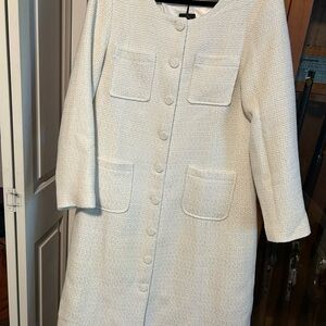 Elegant White Textured Winter Dress